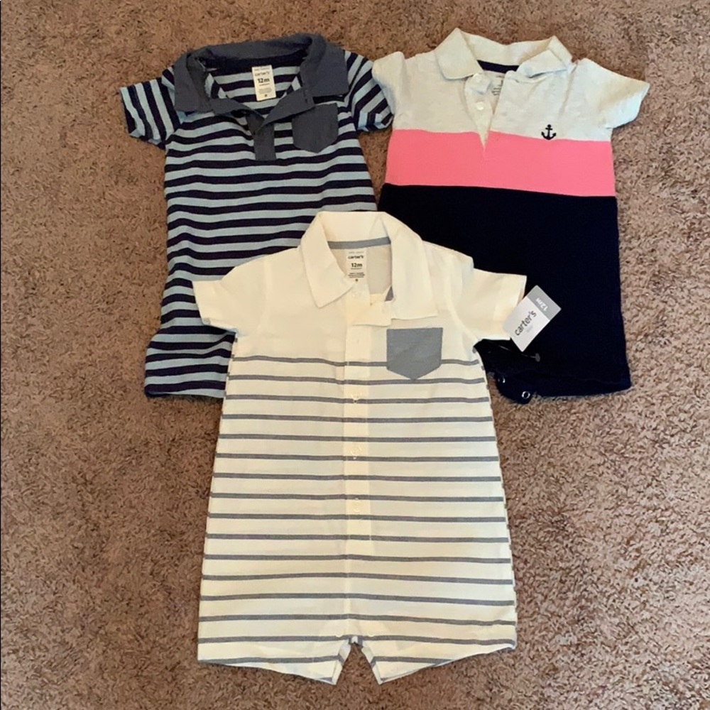 Three Carter’s Collared Rompers